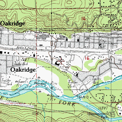 Topographic Map of City of Oakridge, OR