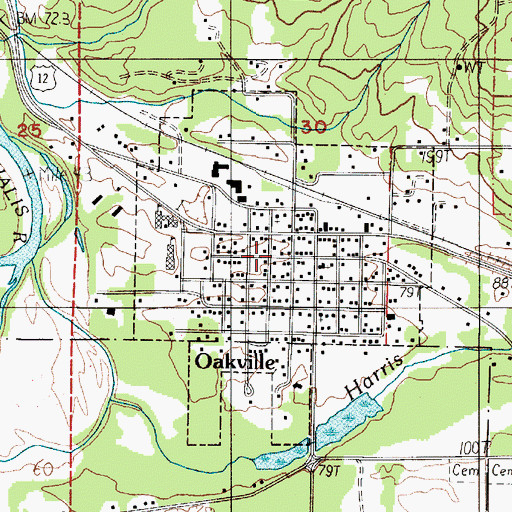 Topographic Map of City of Oakville, WA