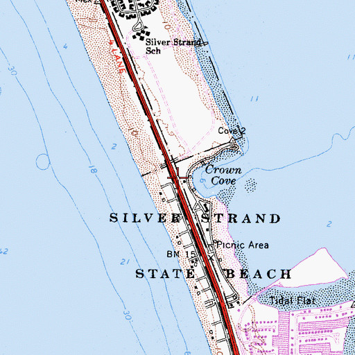 Topographic Map of Crown Cove, CA