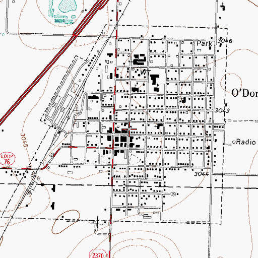 Topographic Map of City of O'Donnell, TX