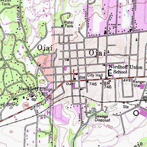 Topographic Map of City of Ojai, CA