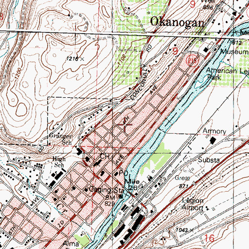 Topographic Map of City of Okanogan, WA