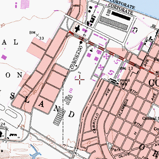 Topographic Map of Crown School, CA
