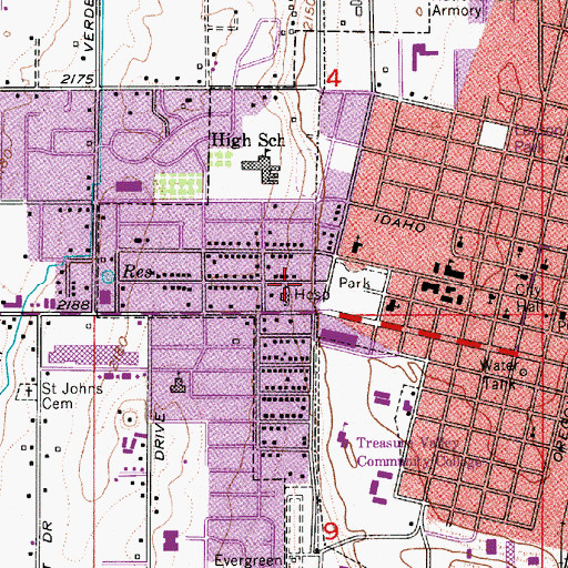 Topographic Map of City of Ontario, OR