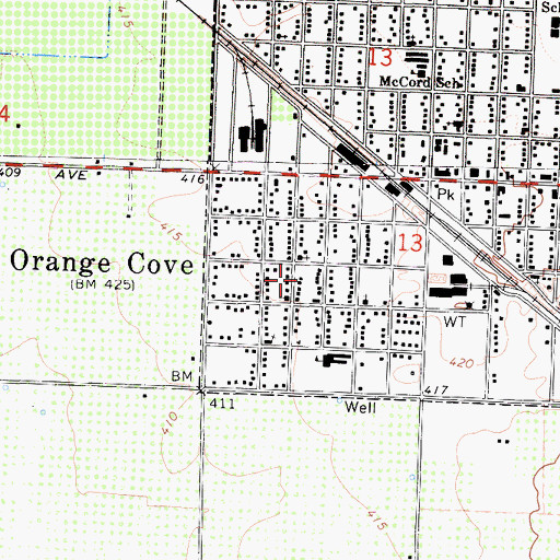 Topographic Map of City of Orange Cove, CA