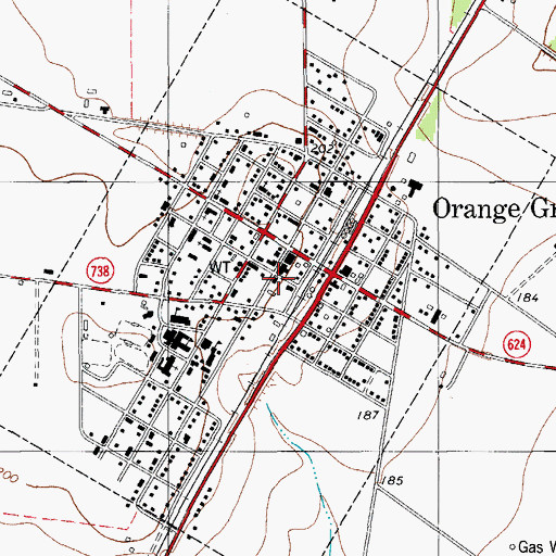 Topographic Map of City of Orange Grove, TX
