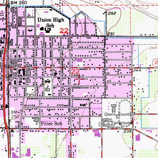 Topographic Map of City of Orland, CA