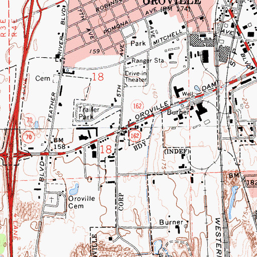 Topographic Map of City of Oroville, CA