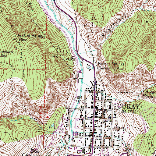 Topographic Map of City of Ouray, CO