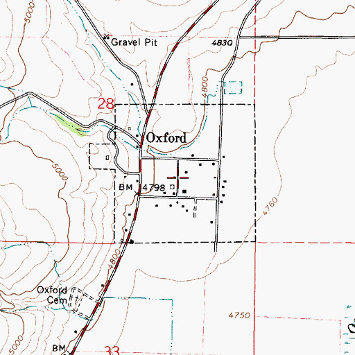 Topographic Map of City of Oxford, ID
