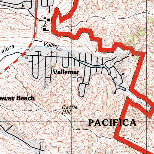 Topographic Map of City of Pacifica, CA