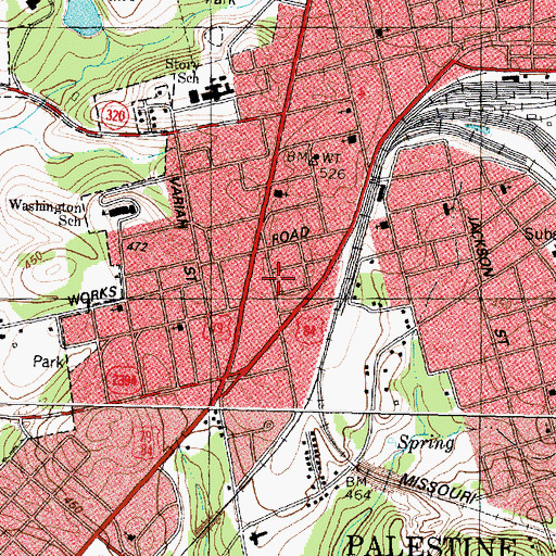Topographic Map of City of Palestine, TX