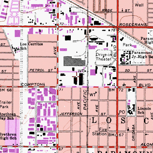 Topographic Map of City of Paramount, CA
