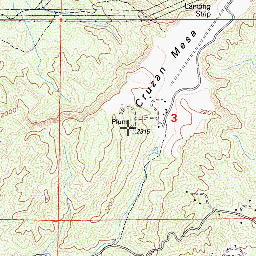 Topographic Map of Cruzan Mesa, CA