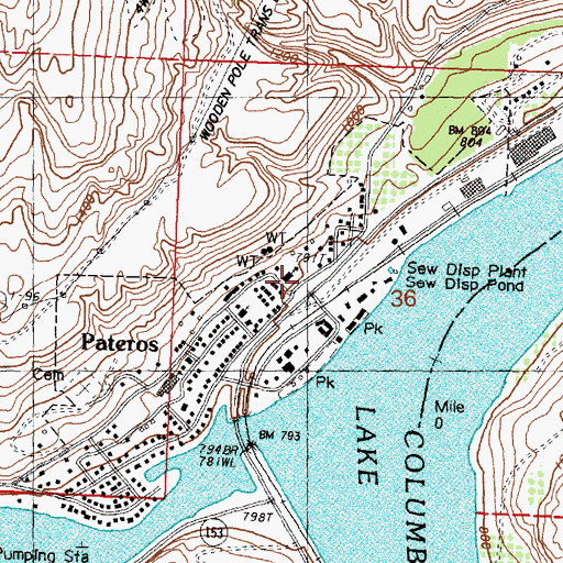 Topographic Map of City of Pateros, WA