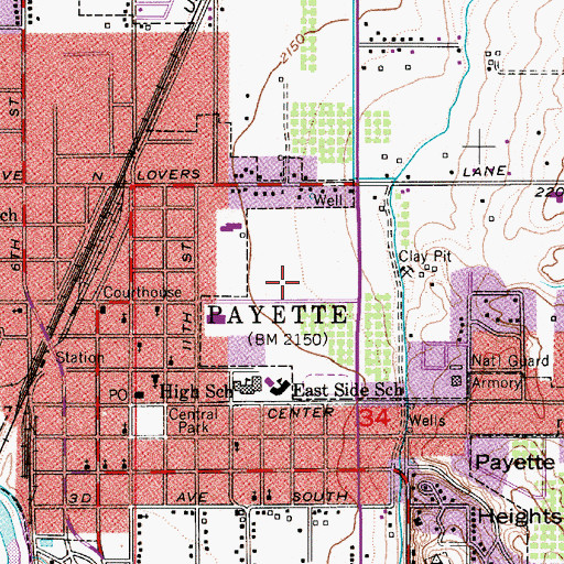 Topographic Map of City of Payette, ID
