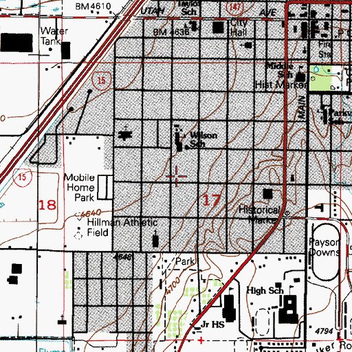 Topographic Map of City of Payson, UT
