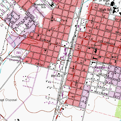 Topographic Map of City of Pearsall, TX