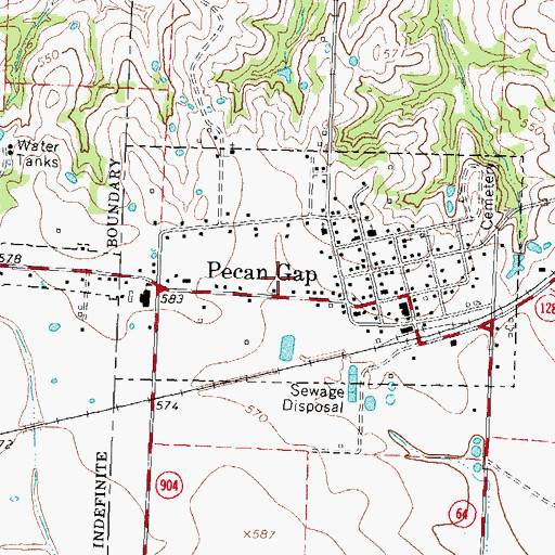 Topographic Map of City of Pecan Gap, TX