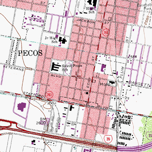 Topographic Map of City of Pecos, TX