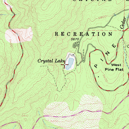 Topographic Map of Crystal Lake, CA