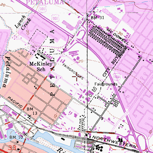 Topographic Map of City of Petaluma, CA