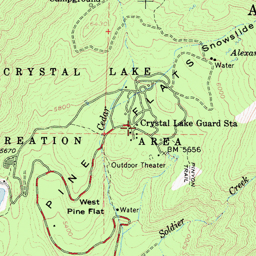 Topographic Map of Crystal Lake Guard Station, CA