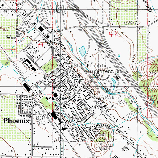Topographic Map of City of Phoenix, OR