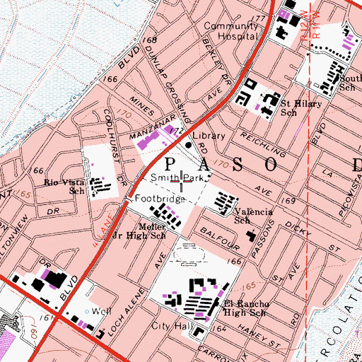 Topographic Map of City of Pico Rivera, CA