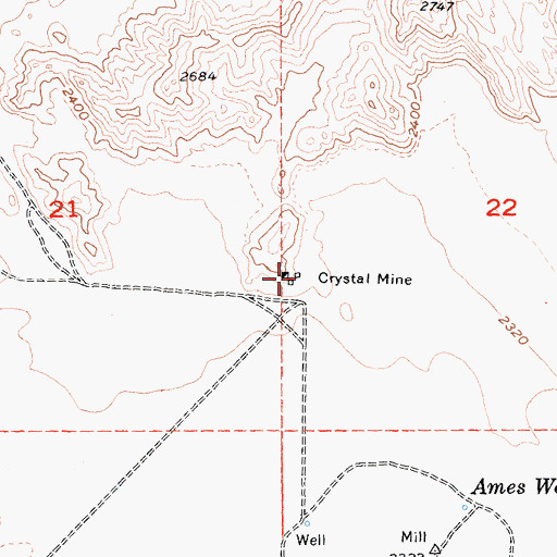Topographic Map of Crystal Mine, CA