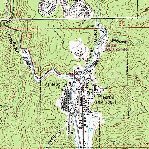Topographic Map of City of Pierce, ID