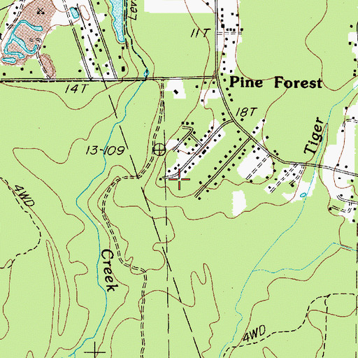 Topographic Map of City of Pine Forest, TX