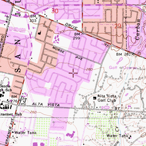 Topographic Map of City of Placentia, CA