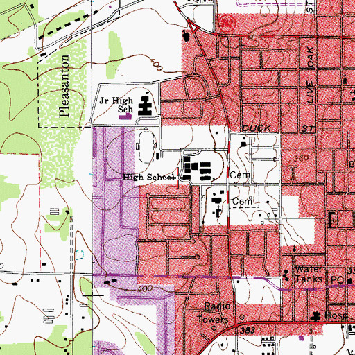Topographic Map of City of Pleasanton, TX