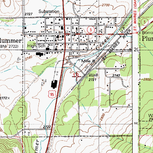 Topographic Map of City of Plummer, ID
