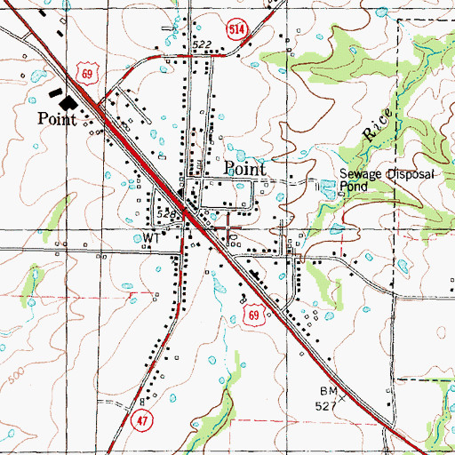 Topographic Map of City of Point, TX