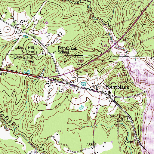 Topographic Map of City of Point Blank, TX