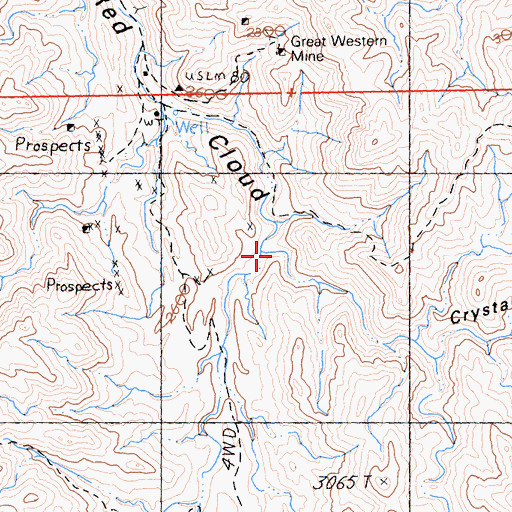 Topographic Map of Crystal Springs Canyon, CA
