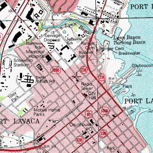 Topographic Map of City of Port Lavaca, TX