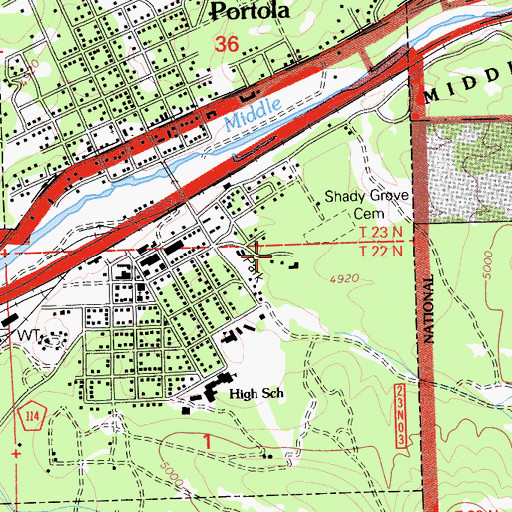 Topographic Map of City of Portola, CA