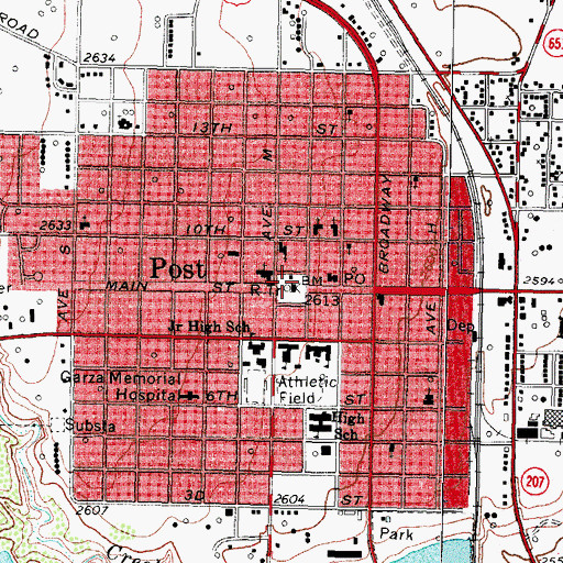 Topographic Map of City of Post, TX