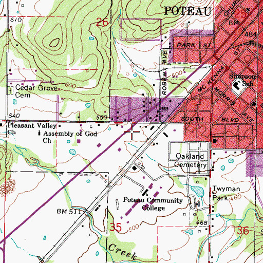 Topographic Map of City of Poteau, OK