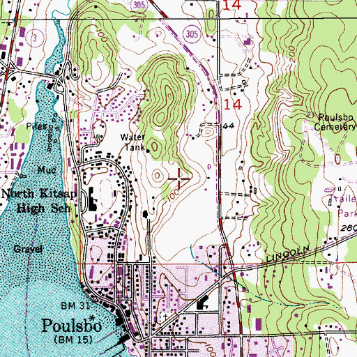 Topographic Map of City of Poulsbo, WA