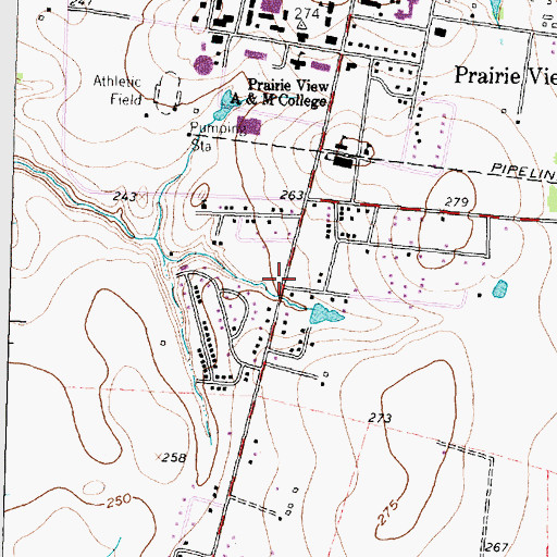 Topographic Map of City of Prairie View, TX