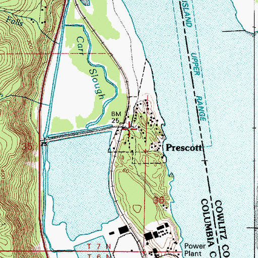 Topographic Map of City of Prescott, OR