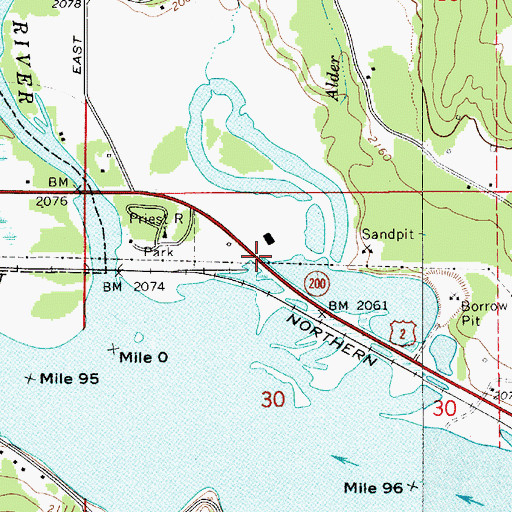 Topographic Map of City of Priest River, ID