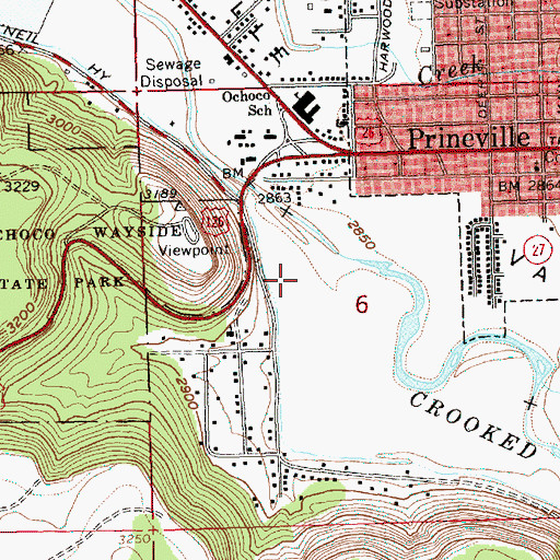 Topographic Map of City of Prineville, OR
