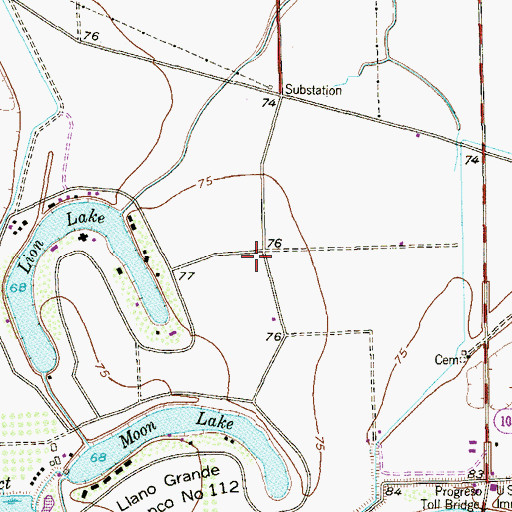 Topographic Map of City of Progreso Lakes, TX