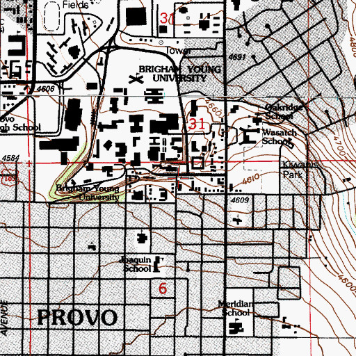 Topographic Map of City of Provo, UT