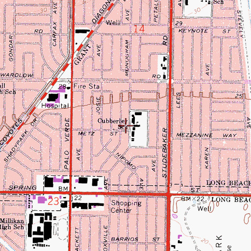 Topographic Map of Cubberley K-8 School, CA